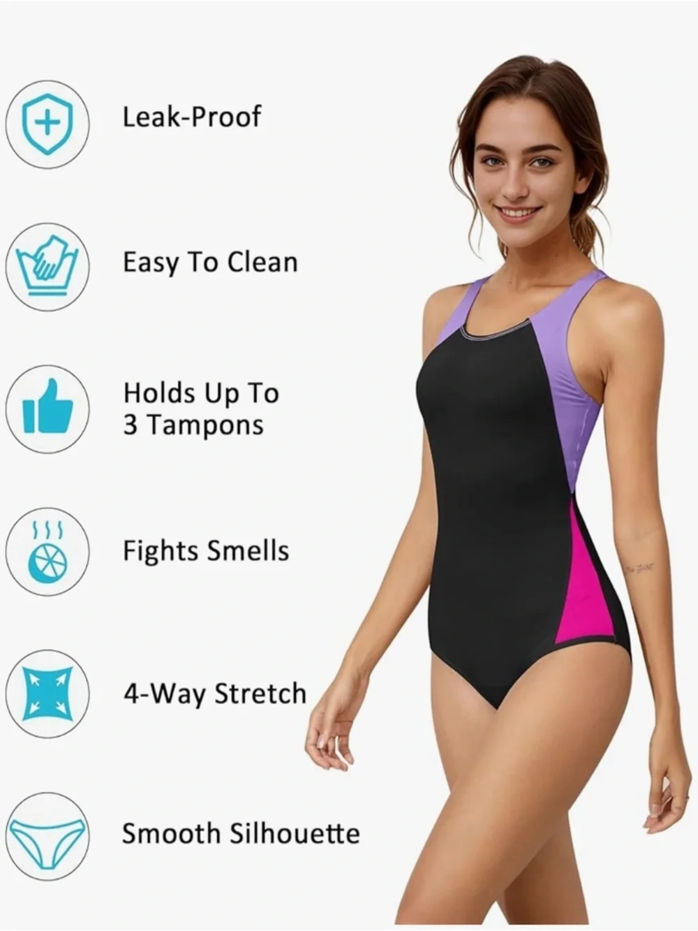 NWT-Small Girls menstrual Period proof Competition,Razorback Bathingsuit Teen